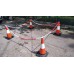 Set de 5 conuri de marcare (50 cm) + lanț din PVC (7,5 mil), 5 cârlige con